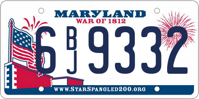 MD license plate 6BJ9332