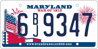 MD license plate 6BJ9347