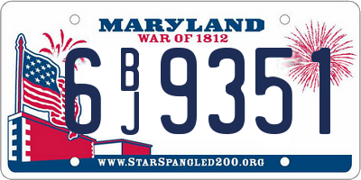MD license plate 6BJ9351