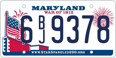 MD license plate 6BJ9378