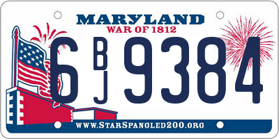 MD license plate 6BJ9384