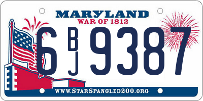 MD license plate 6BJ9387
