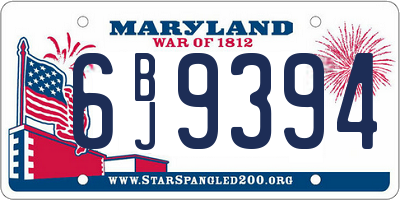 MD license plate 6BJ9394