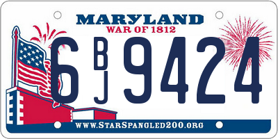 MD license plate 6BJ9424