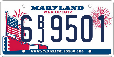 MD license plate 6BJ9501