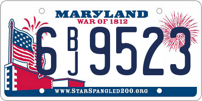 MD license plate 6BJ9523