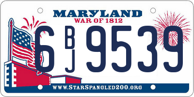 MD license plate 6BJ9539