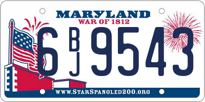 MD license plate 6BJ9543