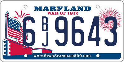 MD license plate 6BJ9643