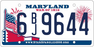 MD license plate 6BJ9644
