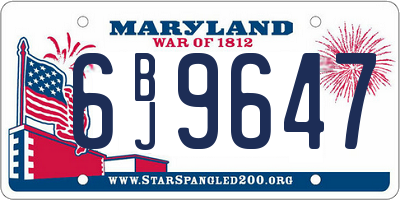 MD license plate 6BJ9647
