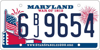 MD license plate 6BJ9654