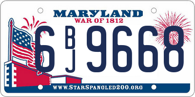 MD license plate 6BJ9668