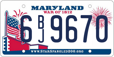 MD license plate 6BJ9670