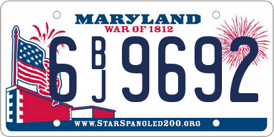 MD license plate 6BJ9692