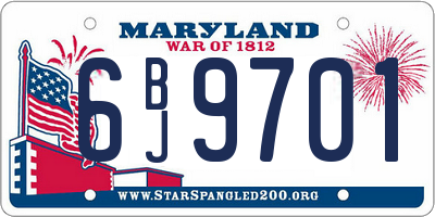 MD license plate 6BJ9701