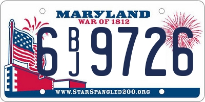 MD license plate 6BJ9726