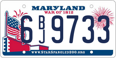 MD license plate 6BJ9733