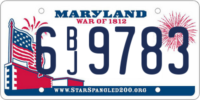 MD license plate 6BJ9783