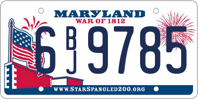 MD license plate 6BJ9785