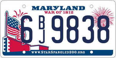 MD license plate 6BJ9838