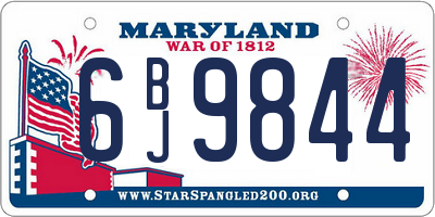 MD license plate 6BJ9844