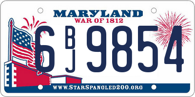 MD license plate 6BJ9854