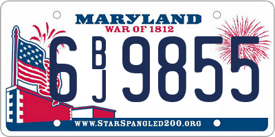 MD license plate 6BJ9855