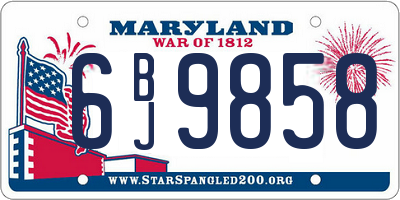 MD license plate 6BJ9858