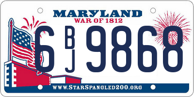 MD license plate 6BJ9868