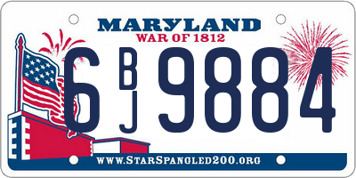 MD license plate 6BJ9884