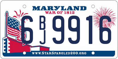 MD license plate 6BJ9916