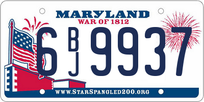 MD license plate 6BJ9937