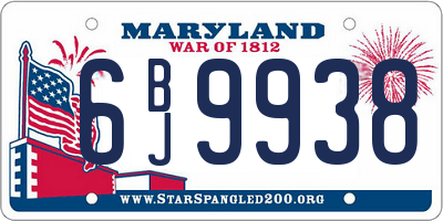 MD license plate 6BJ9938