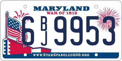 MD license plate 6BJ9953