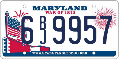 MD license plate 6BJ9957