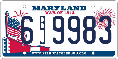 MD license plate 6BJ9983