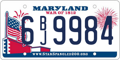 MD license plate 6BJ9984