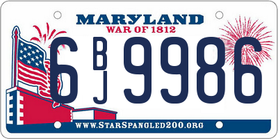 MD license plate 6BJ9986