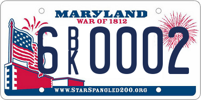 MD license plate 6BK0002