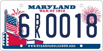 MD license plate 6BK0018