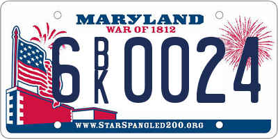 MD license plate 6BK0024