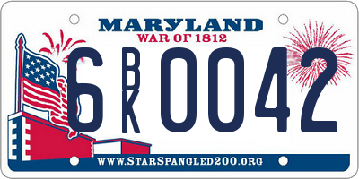 MD license plate 6BK0042