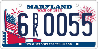 MD license plate 6BK0055