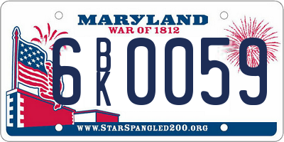 MD license plate 6BK0059