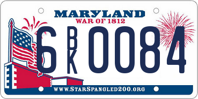 MD license plate 6BK0084