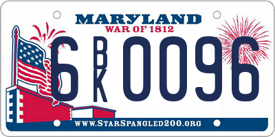 MD license plate 6BK0096