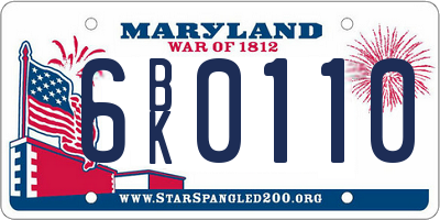 MD license plate 6BK0110