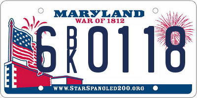 MD license plate 6BK0118
