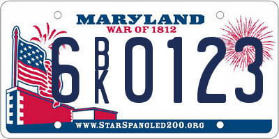 MD license plate 6BK0123